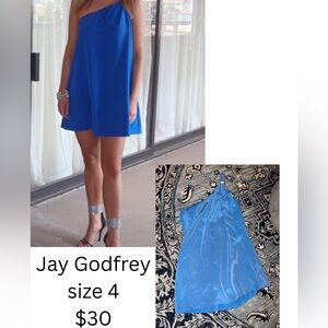 JAYGODFREY One-Shoulder Blue Mini Dress